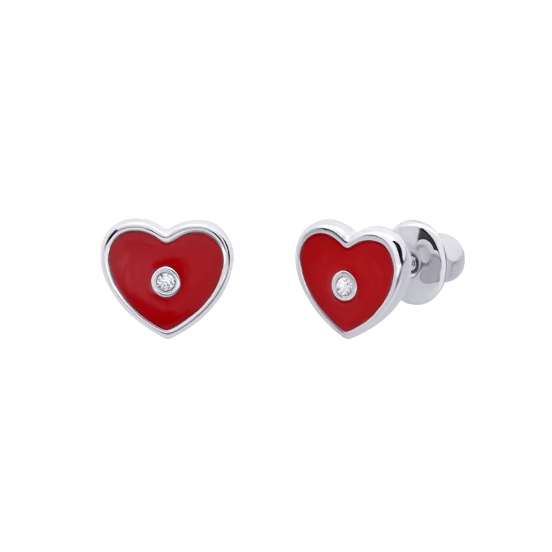 Earrings Red Heart with Pebble photo