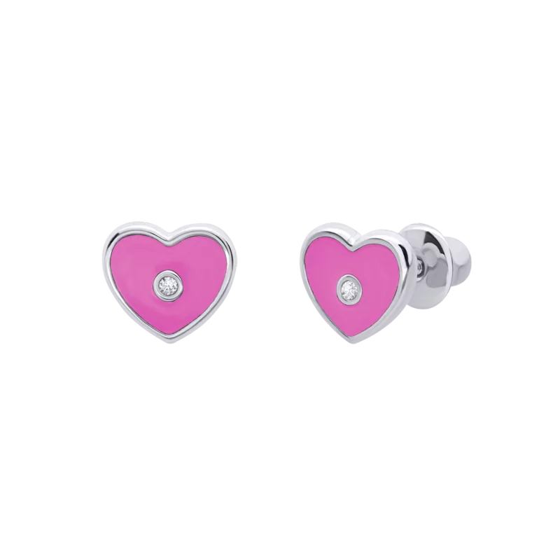 Earrings Pink Heart with Pebble photo