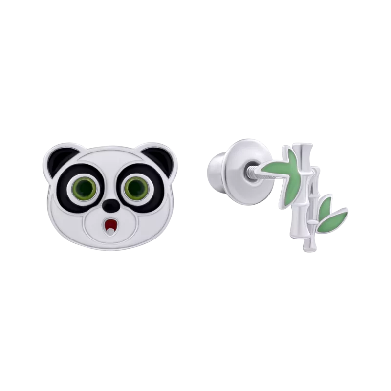 Earrings Panda with Bamboo photo
