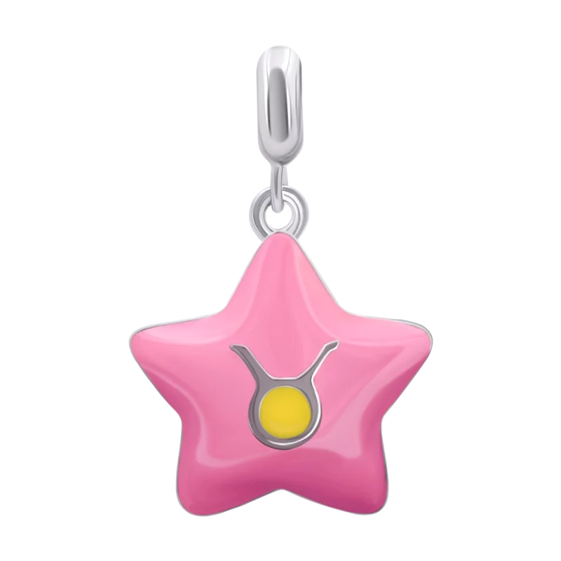 Pendant Taurus with pink and yellow enamel photo