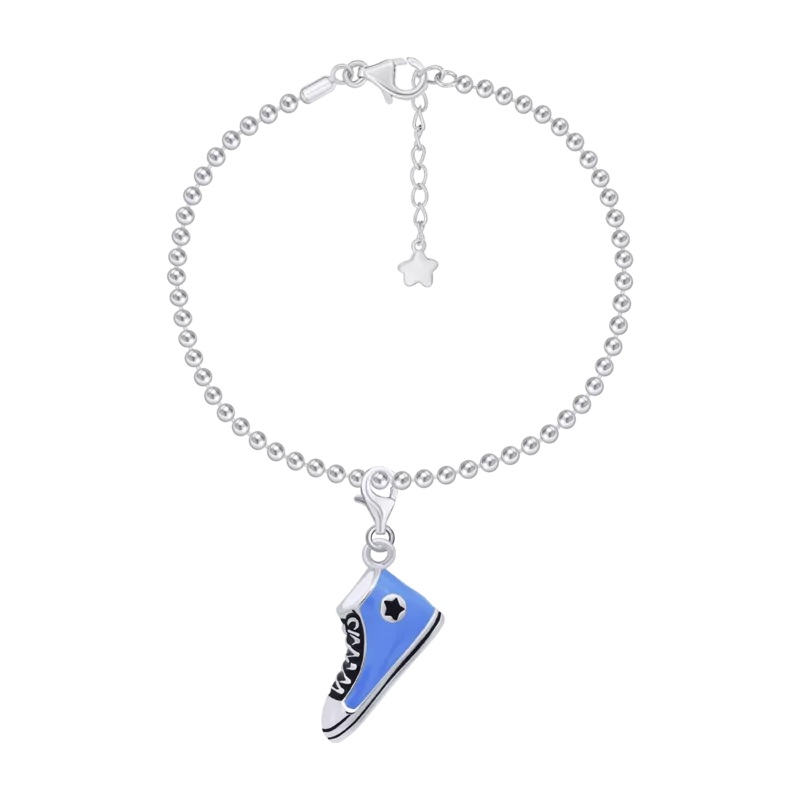 Chain bracelet with carabiner pendant Blue Sneaker photo