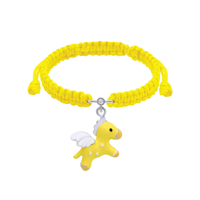 Braided bracelet Yellow Pegasus with light yellow lace photo