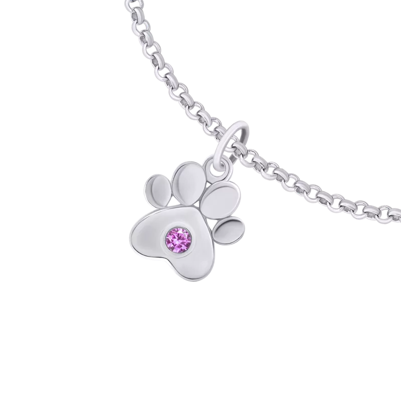 Bracelet on chain Pink Paw with a Stone photo