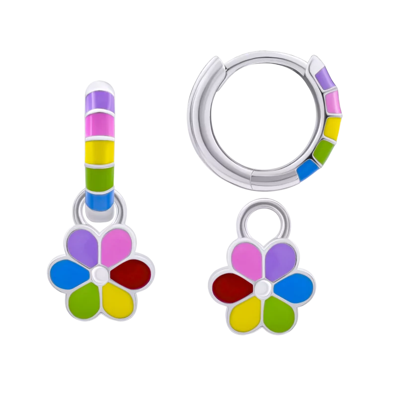 Rainbow earrings with pendants Colored Chamomile photo