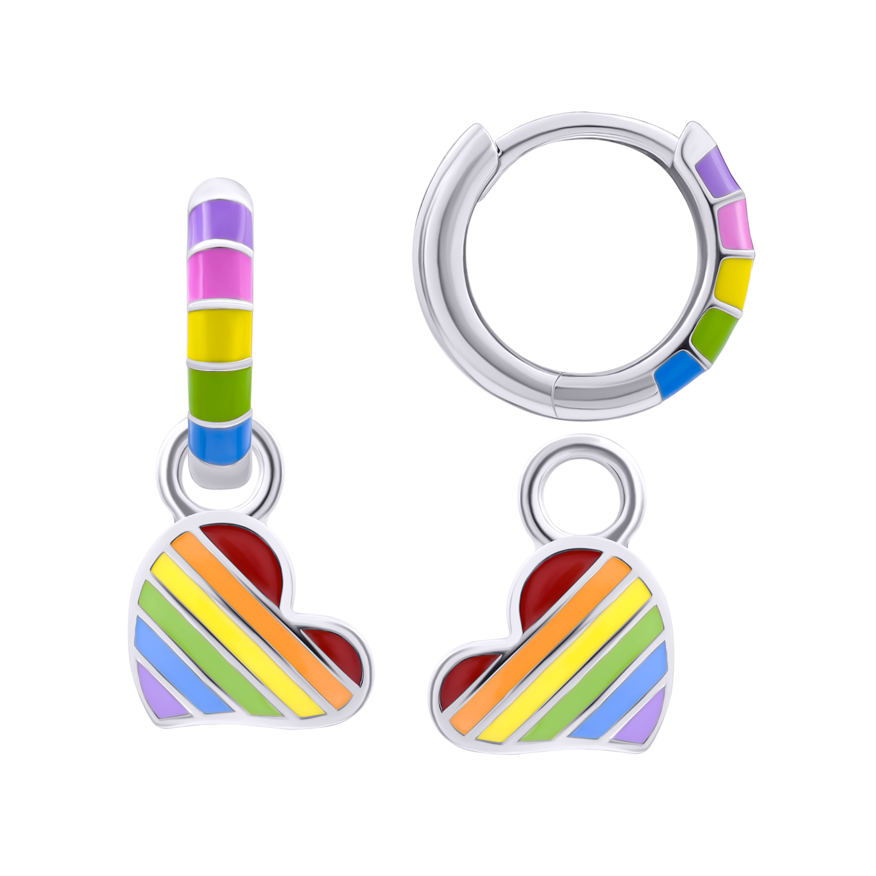 Rainbow earrings with pendants Colored Heart