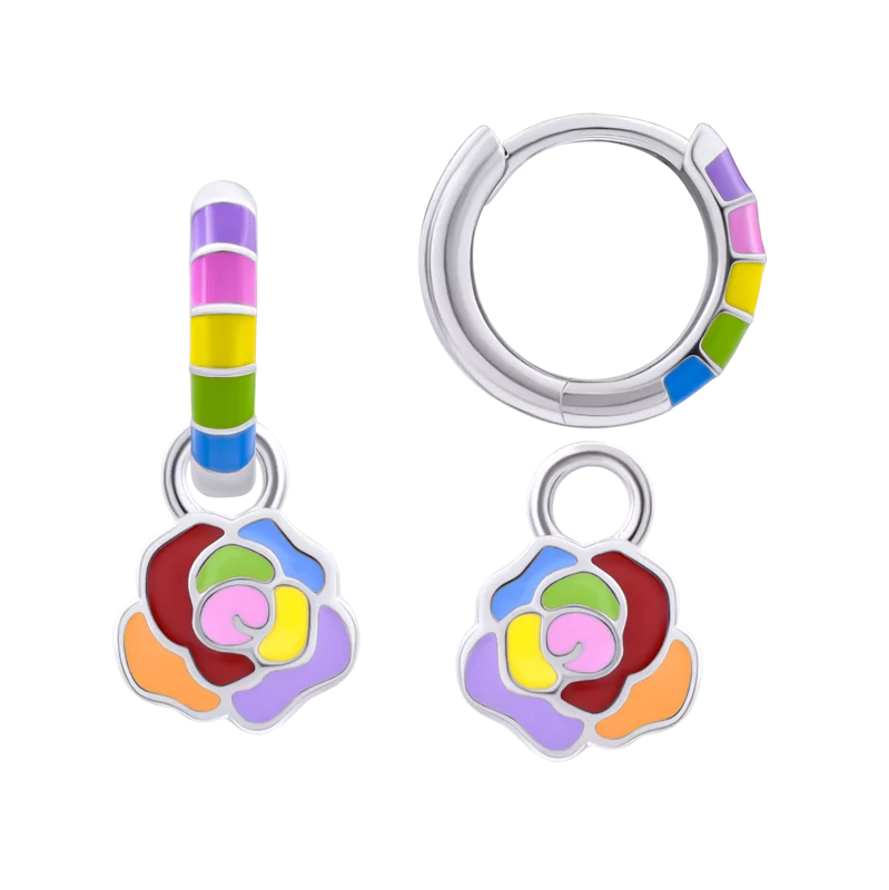Rainbow earrings with pendants Colored Rose photo