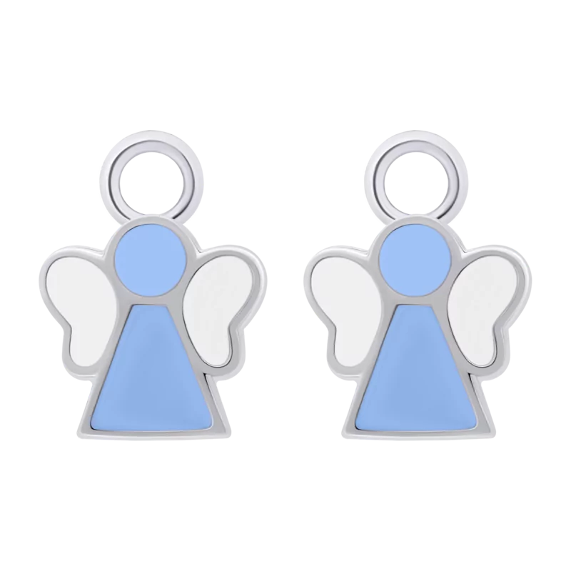 Earring pendants Angel with blue and white enamel photo