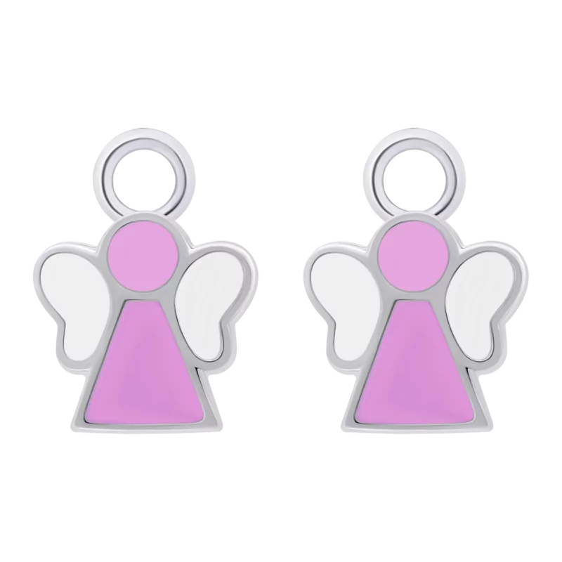 Earring pendants Angel with pink and white enamel photo