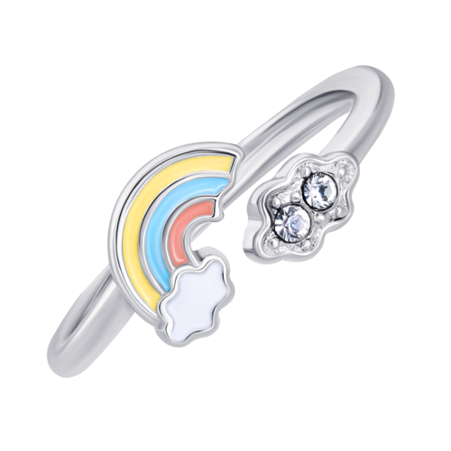 Кольцо Радуга с разноцветной эмалью и фианитами фото