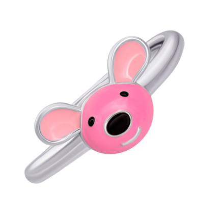 Кольцо Мышонок с розовой эмалью фото