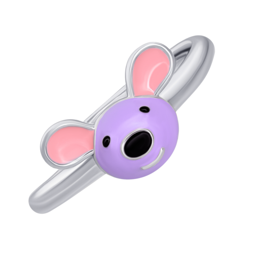 Каблучка Мишеня з фіолетовою емаллю фото