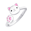 Каблучка Котик з лапкою із білою та рожевою емаллю фото №3