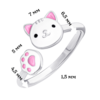 Каблучка Котик з лапкою із білою та рожевою емаллю фото №2