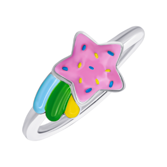 Кольцо Комета розовая с разноцветной эмалью фото