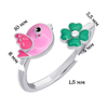 Кольцо Птичка с розовой и зеленой эмалью фото №4
