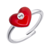 Кольцо Сердечко с красной эмалью и фианитом фото №3