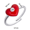 Кольцо Сердечко с красной эмалью и фианитом фото №2