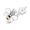 Каблучка Бджілка з квіточкою з біло-жовтою емаллю та Swarovski Zirconia photo №1