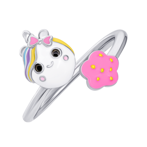 Каблучка Єдиноріжка з різнобарвною емаллю фото