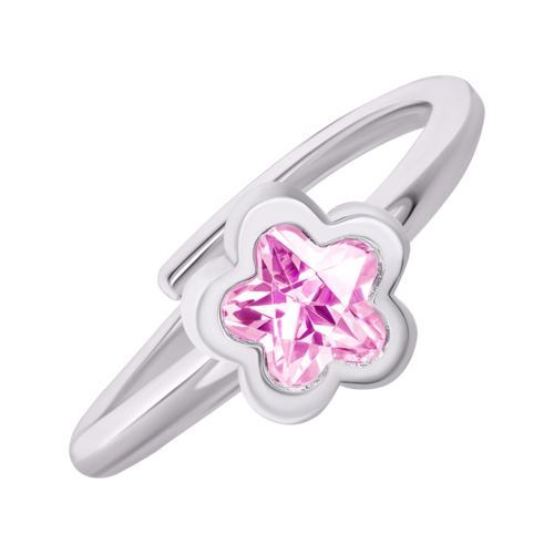 Кольцо Цветочек сияющий с розовым фианитом фото