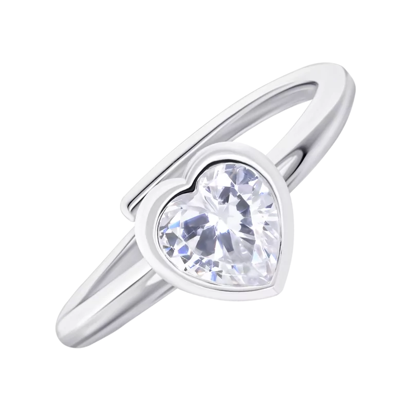 Каблучка Серце сяюче з прозорим фіанітом фото