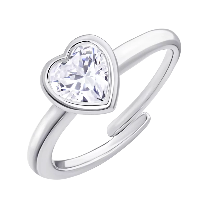 Каблучка Серце сяюче з прозорим фіанітом фото