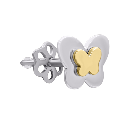 Моносерьга из белого и желтого золота Половинка A фото