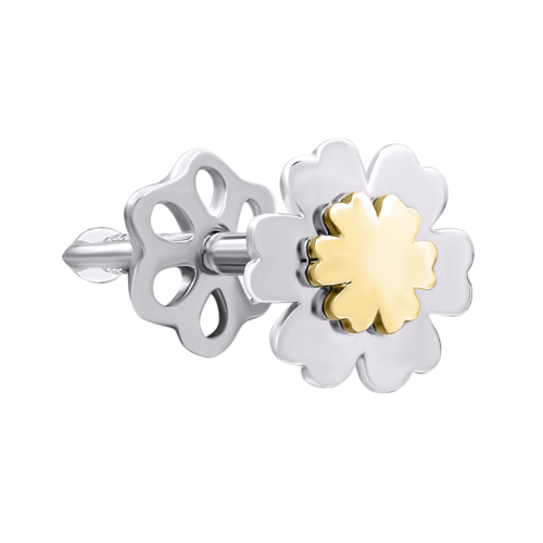 Моносерьга из белого и желтого золота Половинка B фото