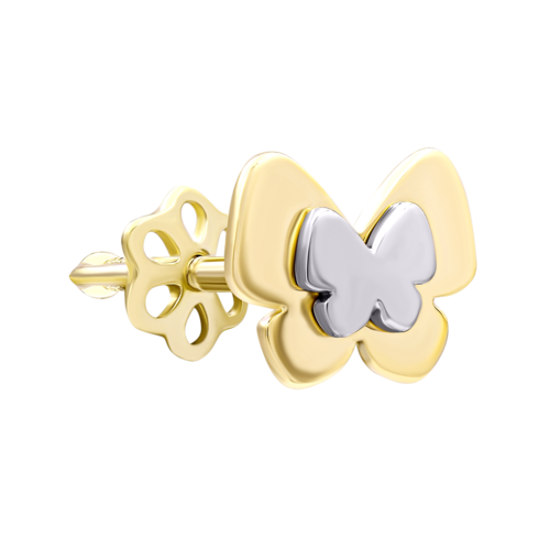 Моносерьга золотая Половинка C фото