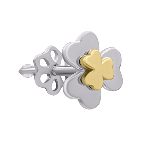 Моносерьга из белого и желтого золота Половинка D фото