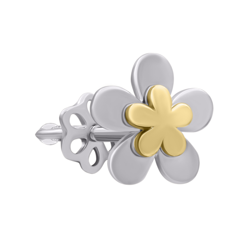 Моносерьга из белого и желтого золота Половинка E фото