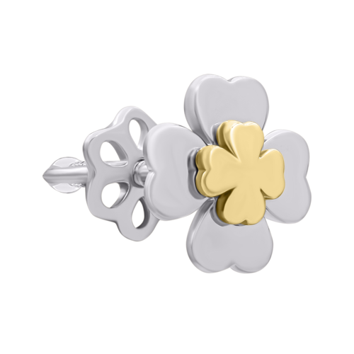 Моносерьга из белого и желтого золота Половинка K фото