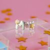 White and yellow gold earring M Half photo №4