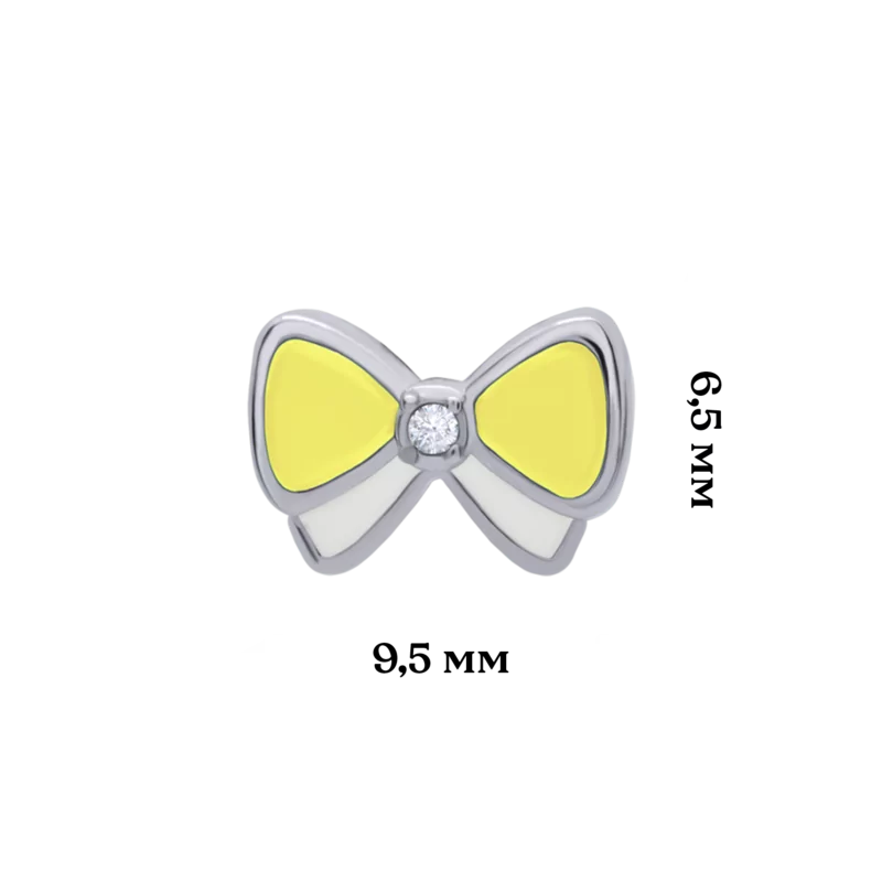 Earring Bow with yellow enamel photo