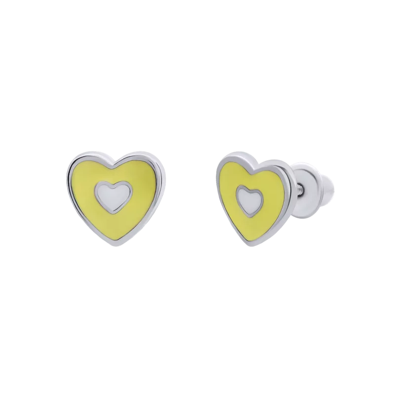 Earrings Yellow Heart with a Heart photo