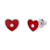 Сережки Серце з камінчиком червоне фото №1