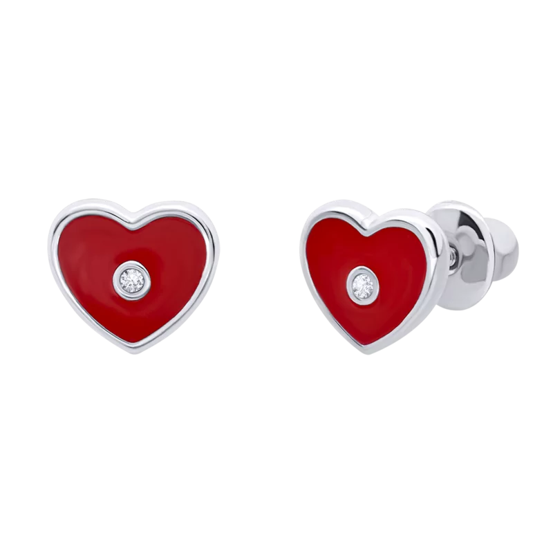 Earrings Red Heart with Pebble photo