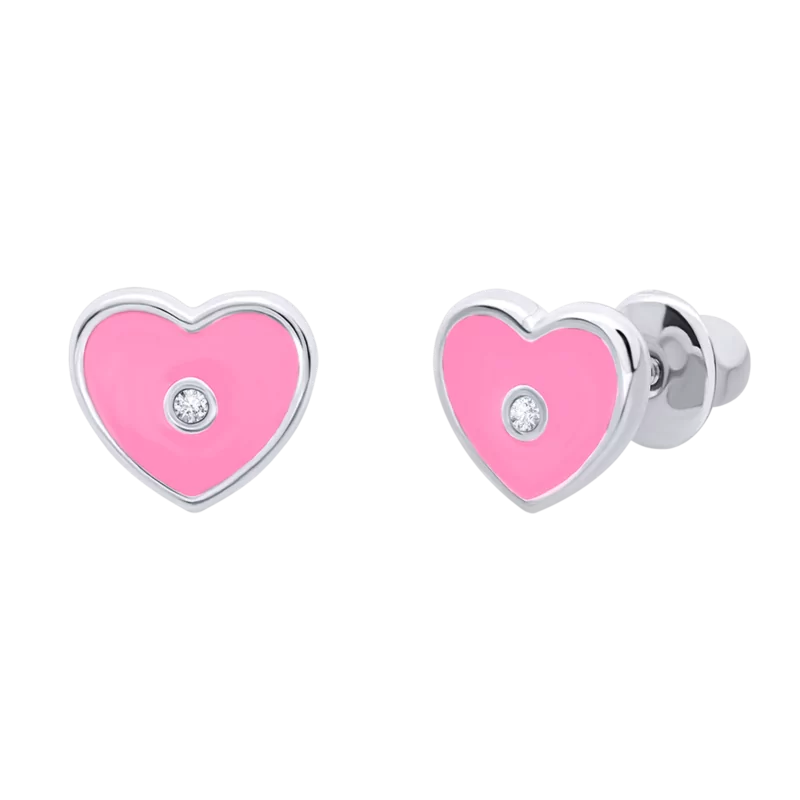 Earrings Pink Heart with Pebble photo
