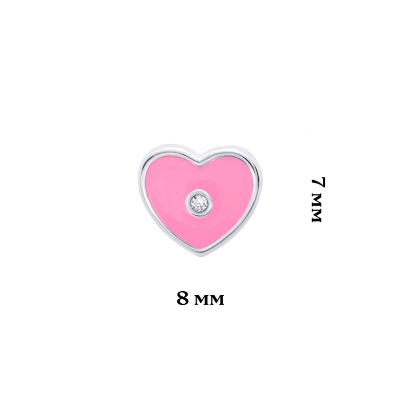 Сережки Серце з камінчиком рожеве фото