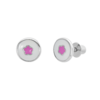 Сережки Квіточка в кружечку біло-рожева фото №1