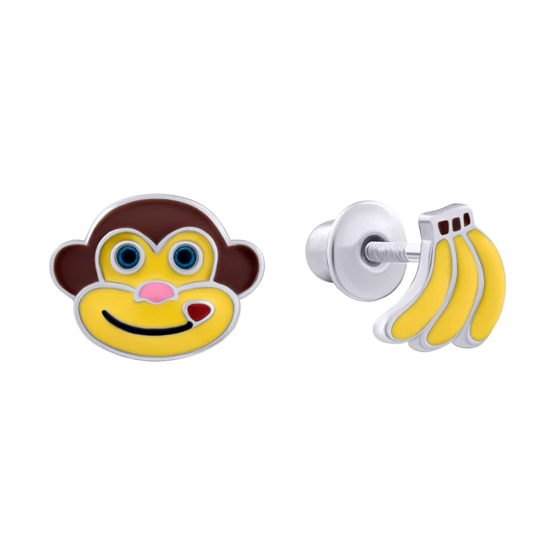 Сережки Мавпочка з бананами фото