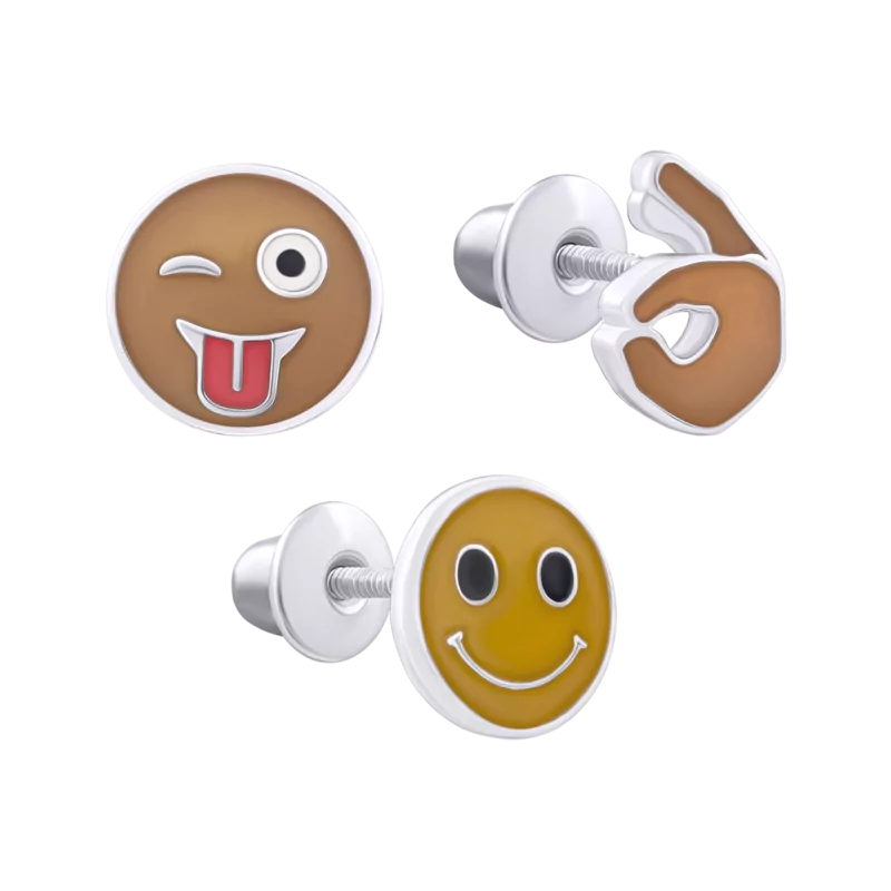 Тріпл сережки Ти завжди ОК з люмінесцентною емаллю фото