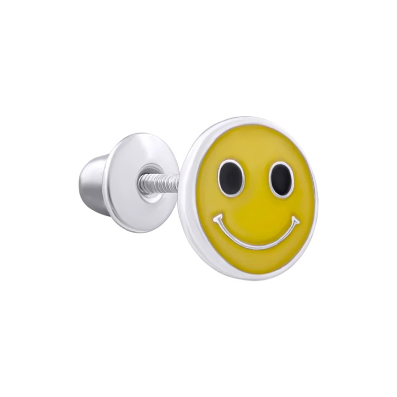 Earring YES Smiley with luminescent enamel photo
