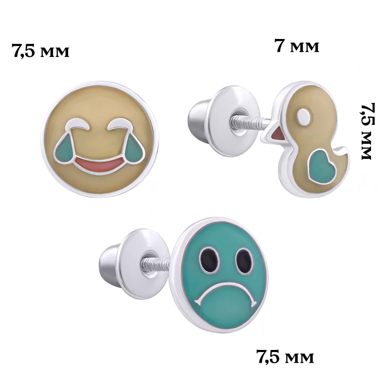 Тріпл сережки Ти на позитиві з люмінесцентною емаллю фото