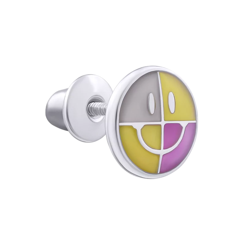 Earring Fix Smiley with luminescent enamel photo