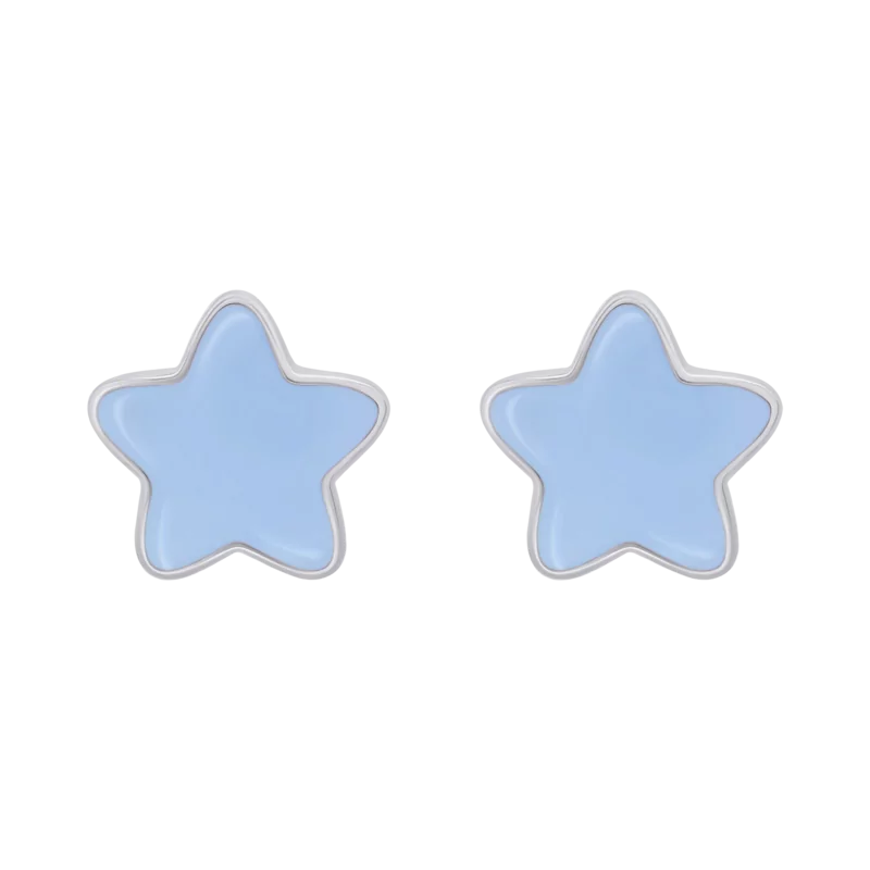 Stud earrings Stars with blue enamel photo