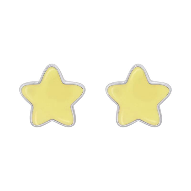 Stud earrings Stars with yellow enamel photo