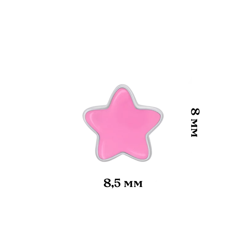 Серьги-пуссеты Звездочки с розовой эмалью фото