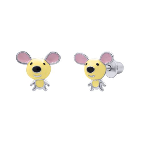 Серьги Мышонок желтый фото