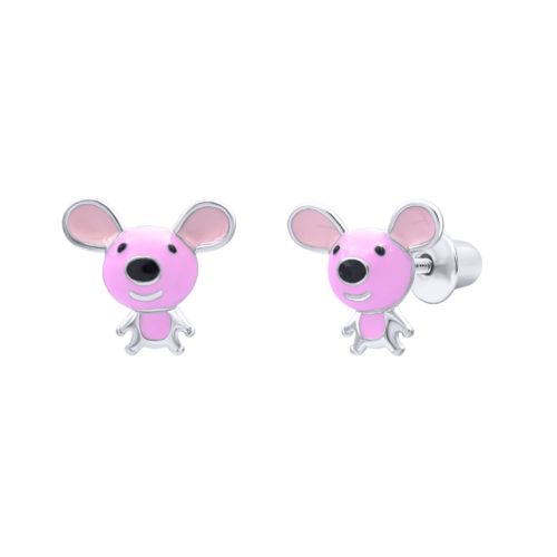 Серьги Мышонок розовый фото